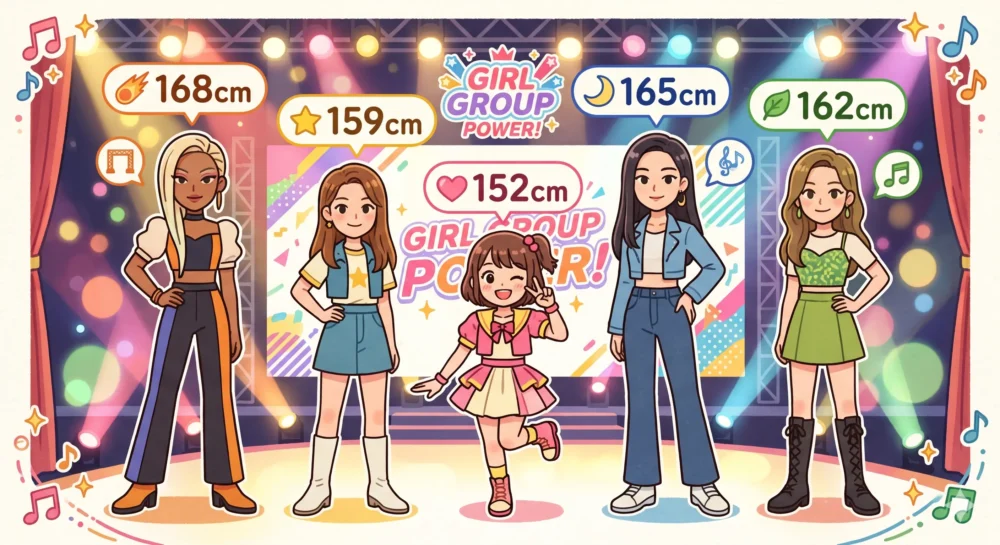 AKB48メンバーとの身長比較図:花田藍衣(152cm)と他メンバー