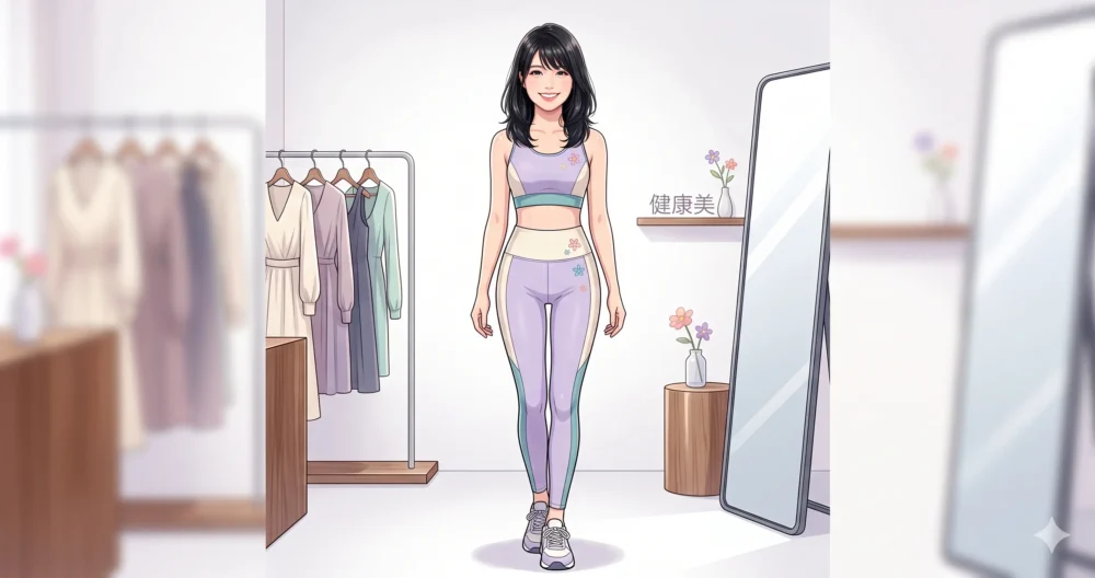 体重46kg・BMI17.97の健康的でスリムな体型をイメージした女性のイラスト