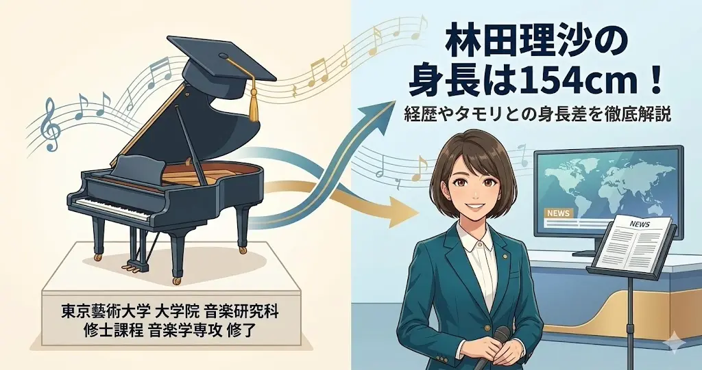 東京芸術大学大学院からNHKアナウンサーへの異色のキャリアステップを表現した図解風イラスト