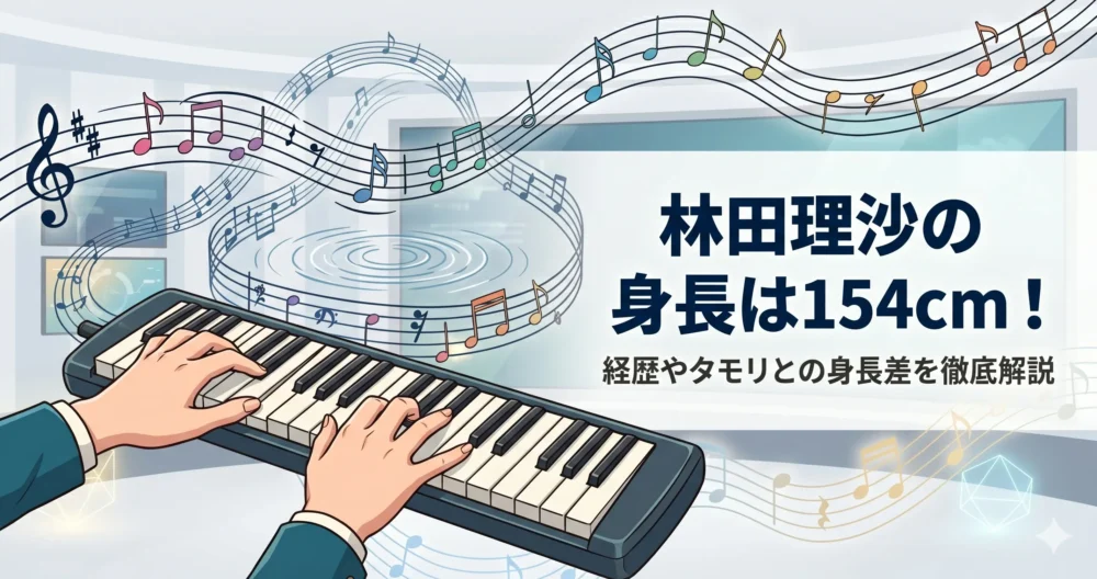 絶対音感と鍵盤ハーモニカの両手弾きという優れた音楽の才能を表現したイラスト