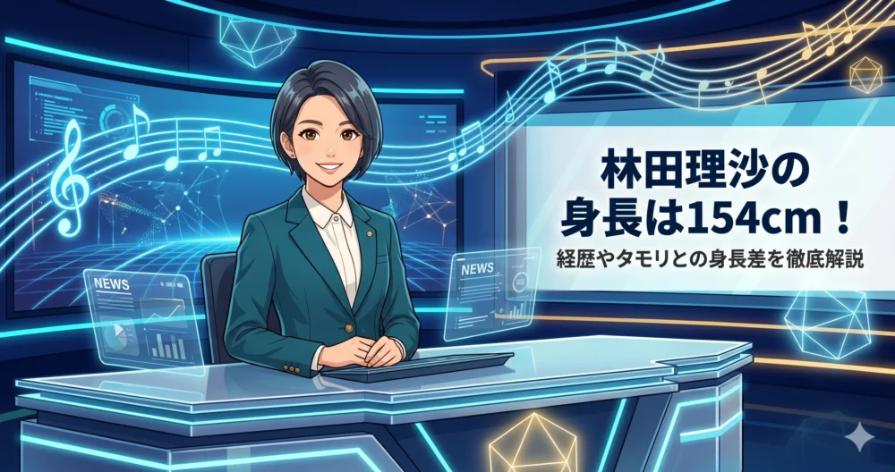 ショートヘアにイメージチェンジして土曜夜の報道番組でメインキャスターを務める女性アナウンサーのイラスト