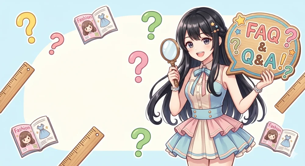 身長やモデル活動についての疑問に答える、Q&A形式をイメージした可愛い女性アイドルのイラスト