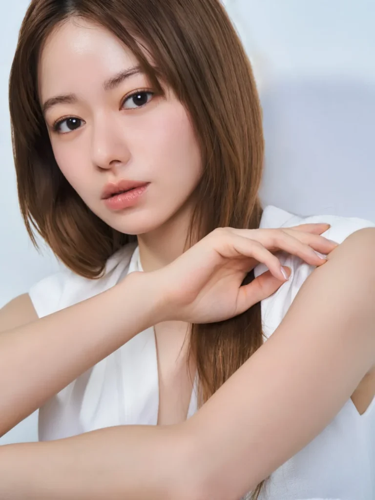 山本舞香の本人画像。白いトップスを着用し、カメラを見つめるポートレート写真。