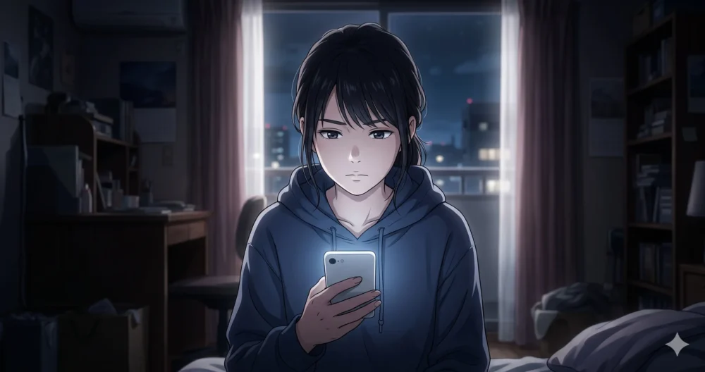 2026年5月31日夜、SNS(インスタグラム)を通じて突然の退所宣言を行った状況を表現したイメージイラスト