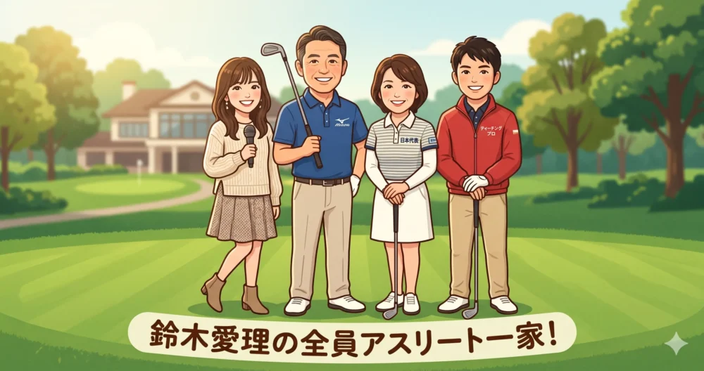 鈴木愛理のアスリート一家。プロゴルファーの父・亨、元日本代表の母・京子、ティーチングプロの弟・貴之、そして愛理。