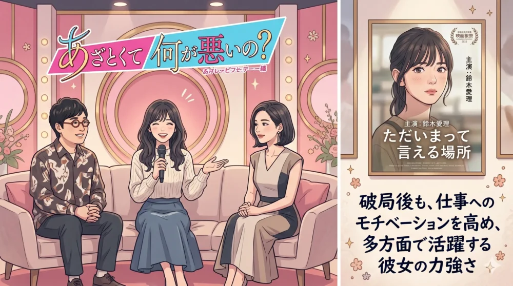 破局後もバラエティMCや映画主演として活躍する鈴木愛理のイラスト