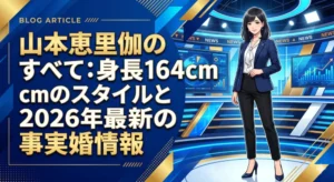 山本恵里伽アナの身長・スタイル・2026年最新の事実婚情報を網羅したブログアイキャッチ画像