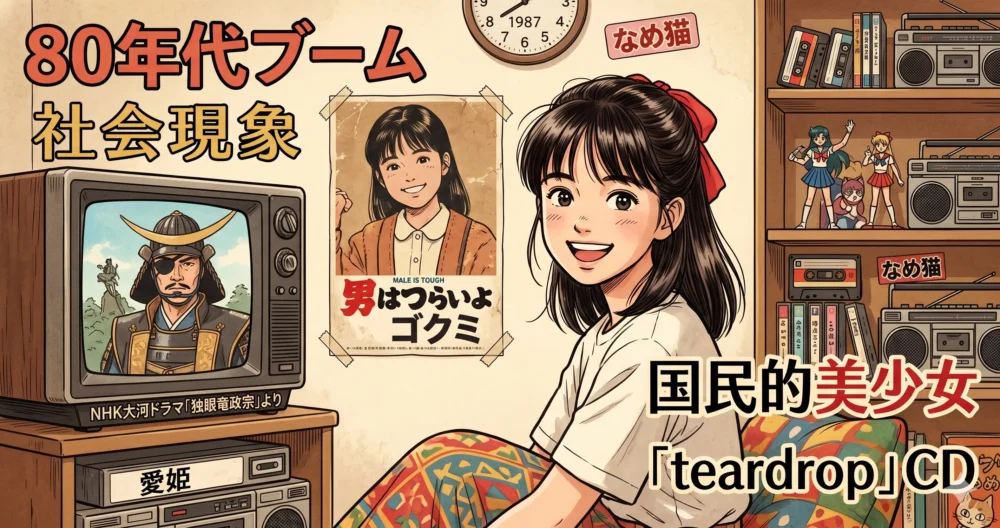 若い頃の後藤久美子、「ゴクミ」ブーム。1980年代後半の国民的美少女。大河ドラマ『独眼竜政宗』、映画『男はつらいよ』。
