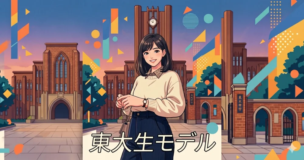 東京大学在学中に週刊誌の表紙モデルを務め、才色兼備と話題になった若いころのイメージイラスト