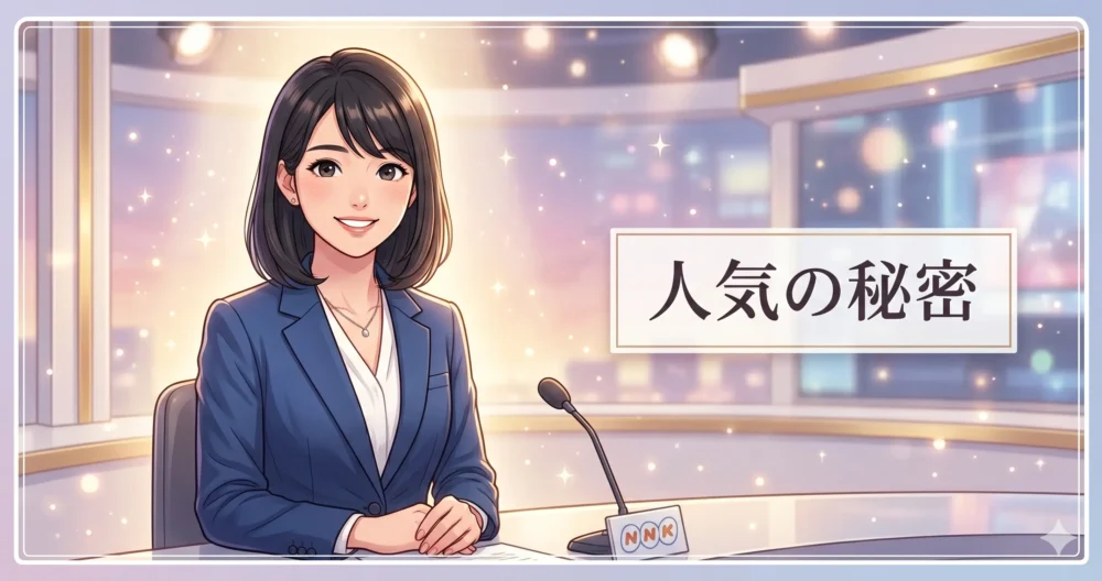 知性と美貌を兼ね備えた膳場貴子さんの若いころの魅力的な笑顔を表現したイラスト