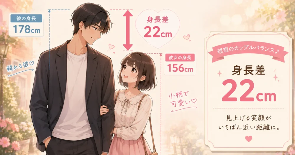 身長差22cmの井上小百合と夫・長妻怜央のイメージイラスト