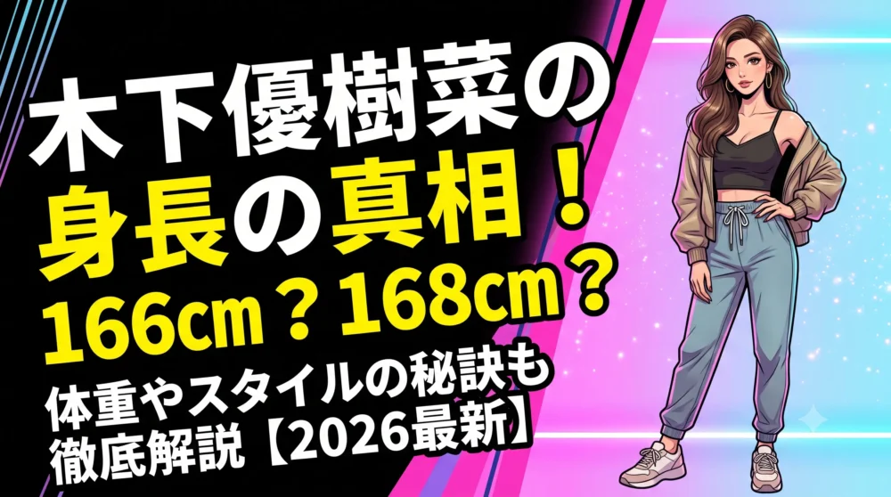 木下優樹菜の身長の真相（166cmか168cmか）と体重・スタイルを解説するブログ記事のアイキャッチ画像