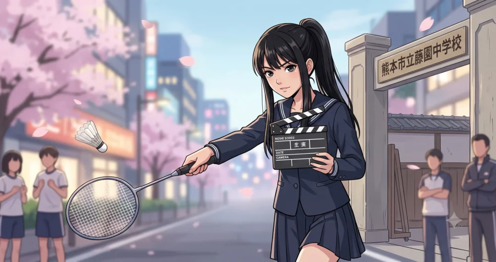 東京の高校に通いながら女優として活躍する、洗練された雰囲気の女子高生のイラスト