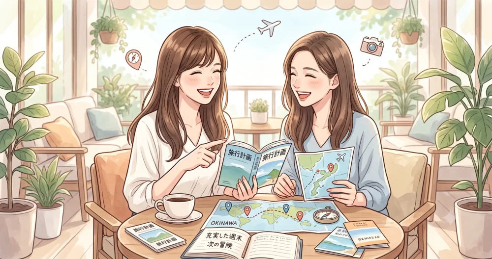 未婚でありプライベートも充実している自立した大人の女性のイメージイラスト