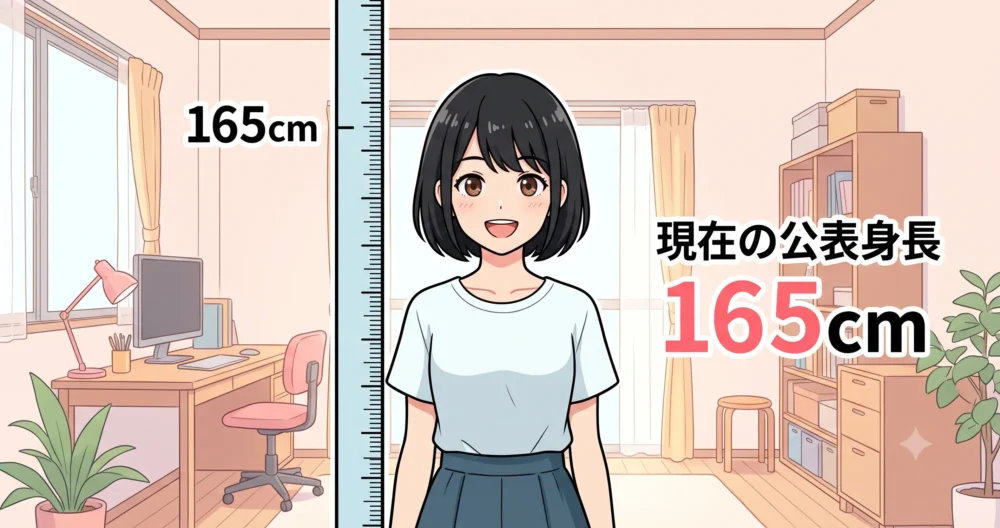 女優・のんの最新公表身長165cmとプロフィール情報をまとめたイラスト図解