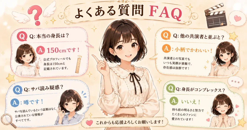 志田未来の身長に関するよくある質問(FAQ)と回答のイメージイラスト