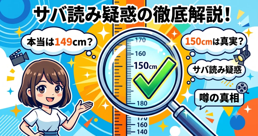 志田未来の身長サバ読み疑惑とネット上の噂を検証するイラスト