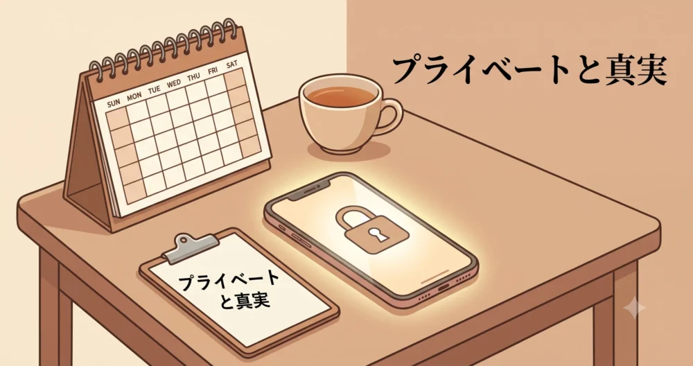 プライベートな噂と事実を丁寧に解説する、落ち着いた雰囲気のQ&Aイメージイラスト