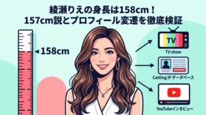綾瀬りえの身長158cm検証と157cm説・プロフィール変遷をまとめたアイキャッチ画像