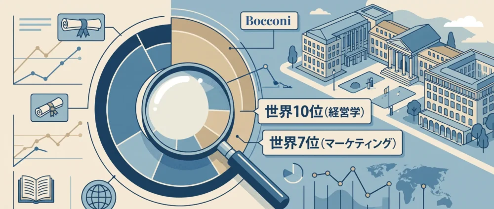 ボッコーニ大学のQS世界順位を並べた比較図