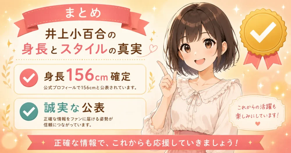 井上小百合の身長156cmに関するまとめイラスト