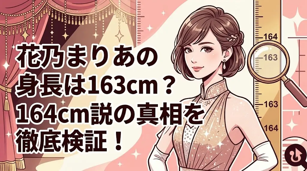 元宝塚花組トップ娘役・花乃まりあの身長163cm・164cm説の真相を解説するアイキャッチ画像