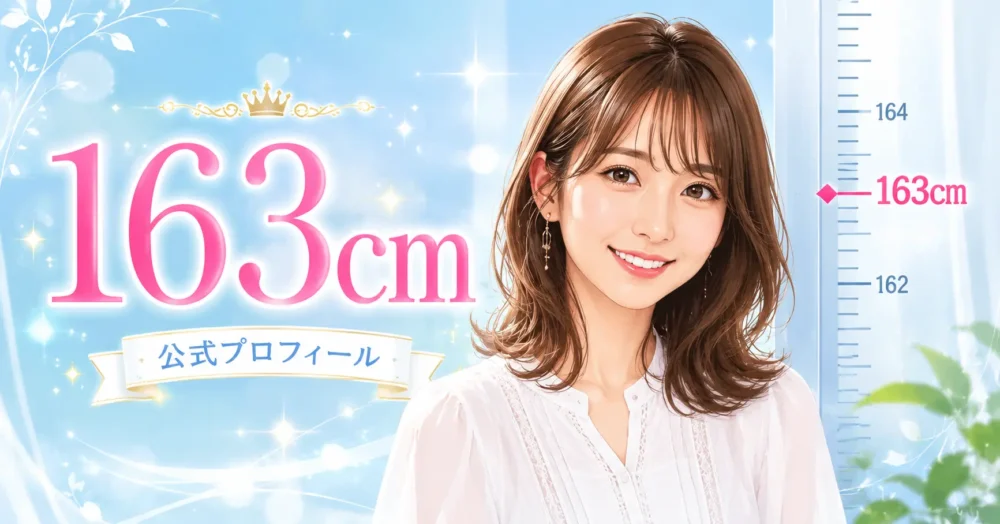 衛藤美彩の現在の公表身長である163cmを示すイメージイラスト