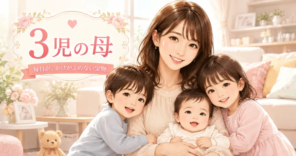 第3子を出産し3児の母となった衛藤美彩の現在を表現したイラスト