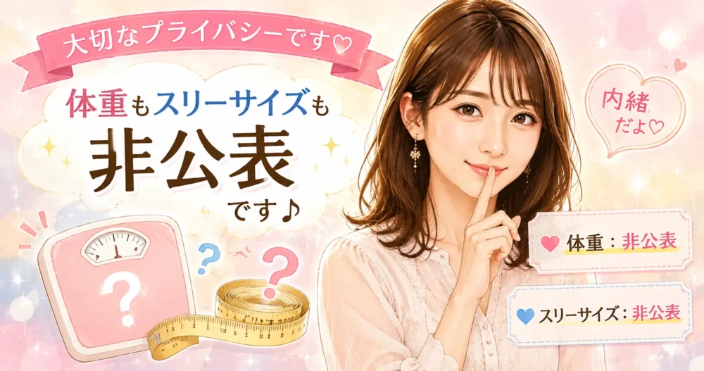 衛藤美彩の体重とスリーサイズが非公表であることを示すイラスト