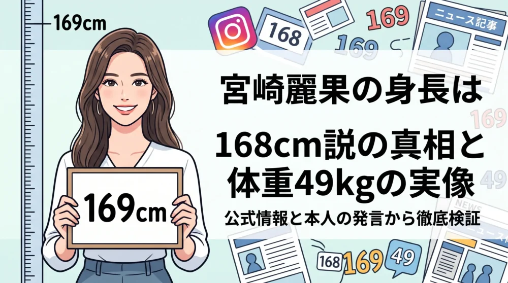 宮崎麗果の身長169cmと体重49kgの真相を検証するまとめアイキャッチイラスト