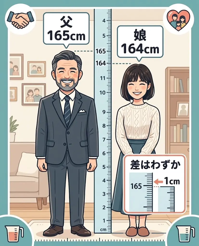 堺小春164cmと父・堺正章165cmの身長差1cmの図