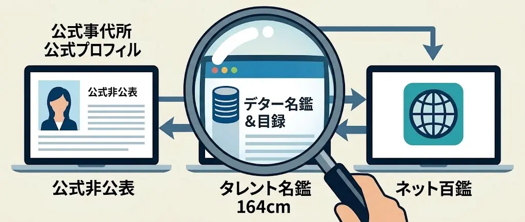 身長164cmが日本タレント名鑑から広まった流れの図