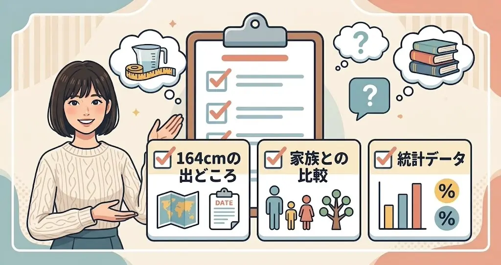 身長164cmの検証ポイントをまとめた要約図