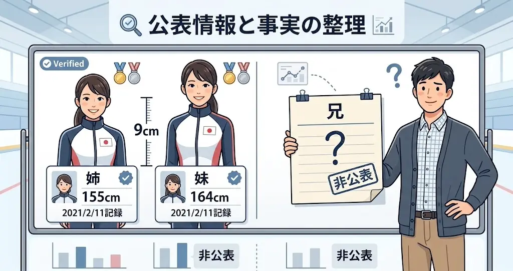 高木菜那選手の兄の身長に関する情報と事実関係をまとめたイラスト図解
