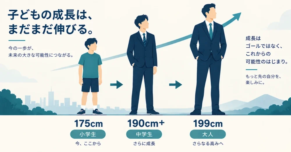 子どものころからの身長の伸びを表した図