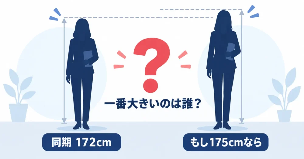 175cm説が同期の発言と矛盾することを示す図