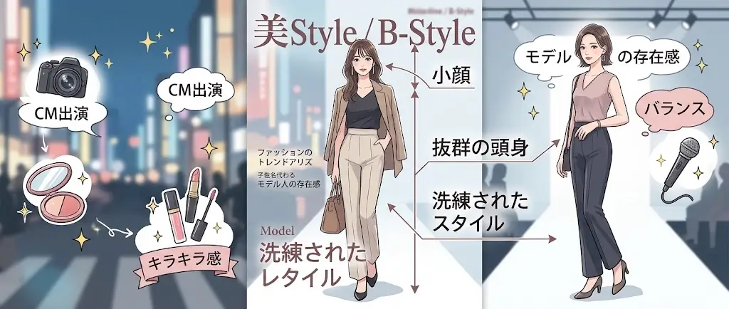 モデル基準170cmと161cmの9cm差を示す図