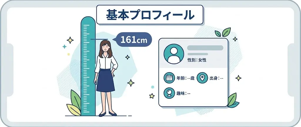 身長161cm体重46kgBMI17.7を示すカード