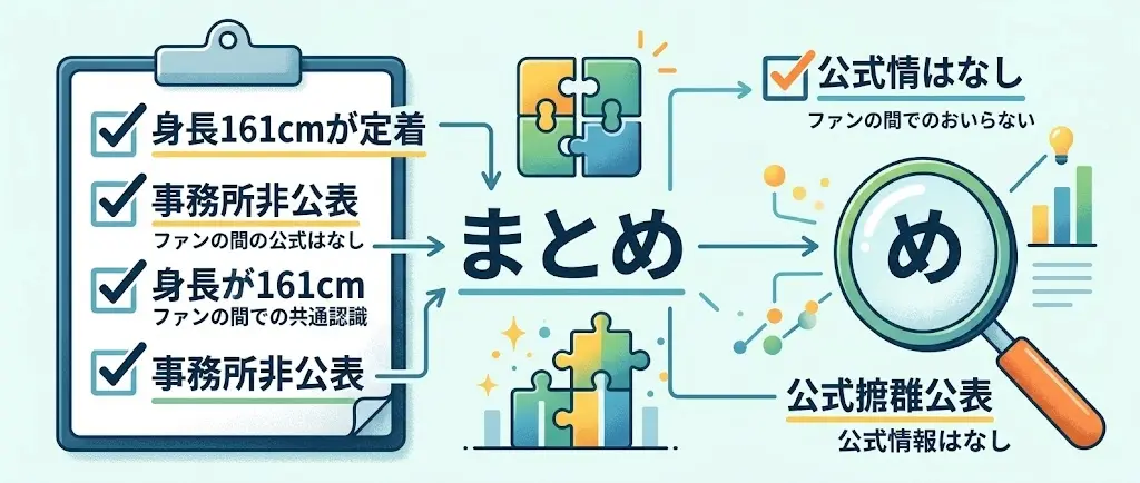 161cmは事務所非公表で定着した数字とする図