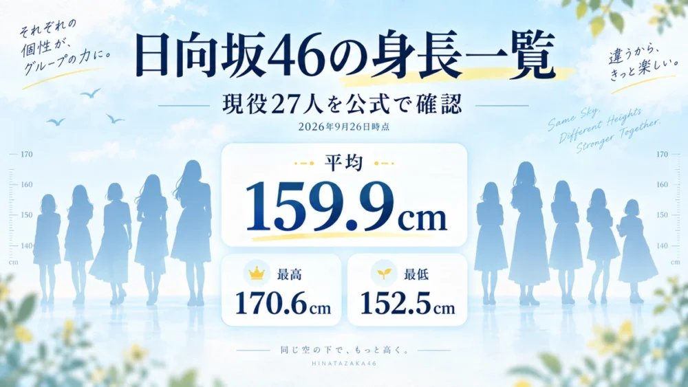 日向坂46の身長一覧を身長順に並べた図解
