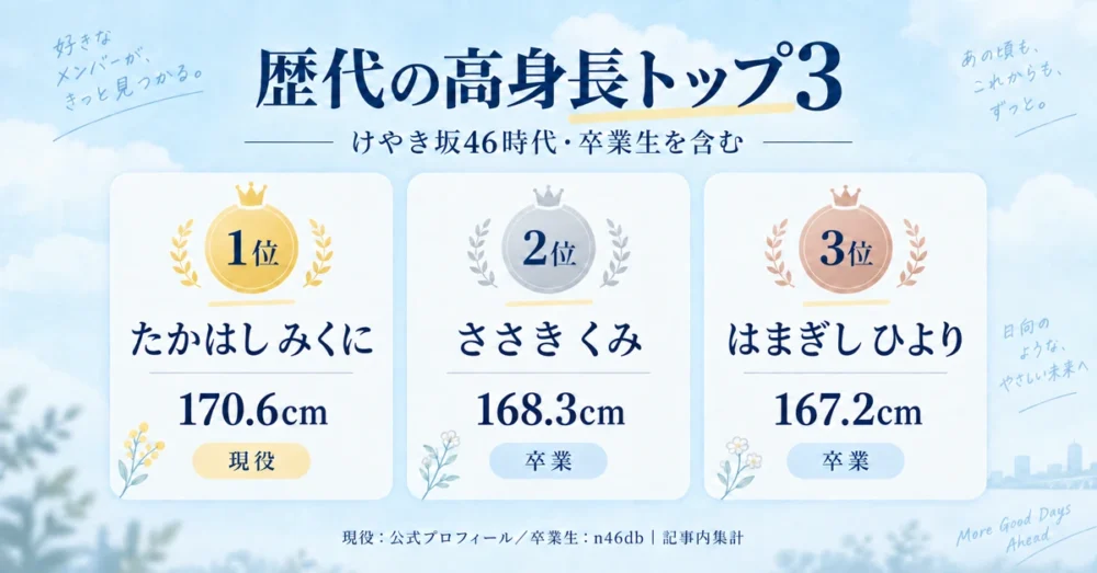 けやき坂46時代を含む歴代高身長ランキング
