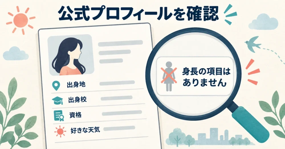 公式プロフィールに身長欄がないことを示す図