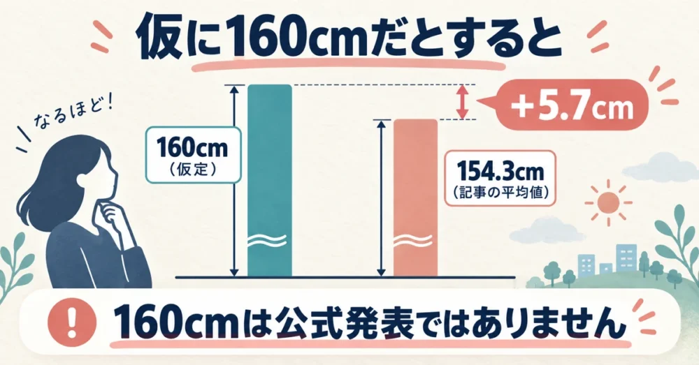 160cmと平均154.3cmの差を表した図