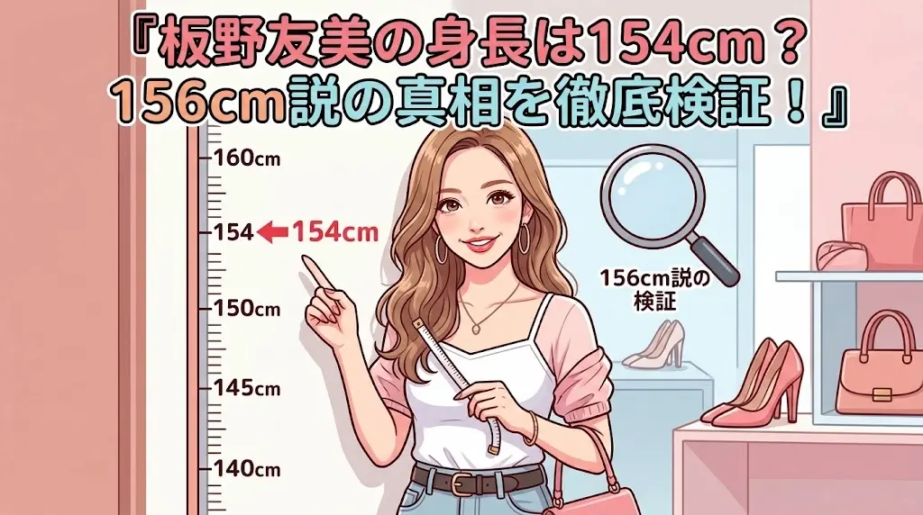 板野友美の身長154cmと156cm説を検証するアイキャッチ