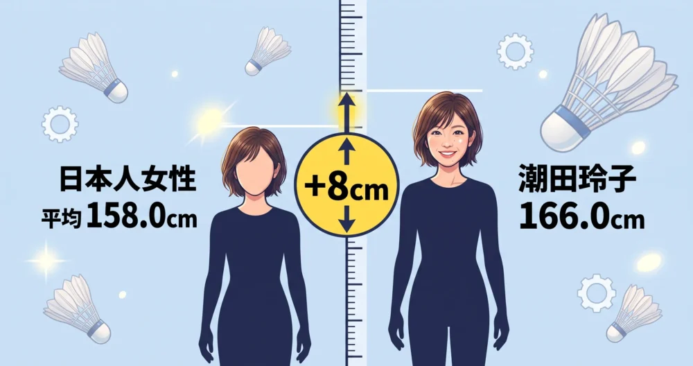 女性平均158cmと166cmの身長差8cmの図解