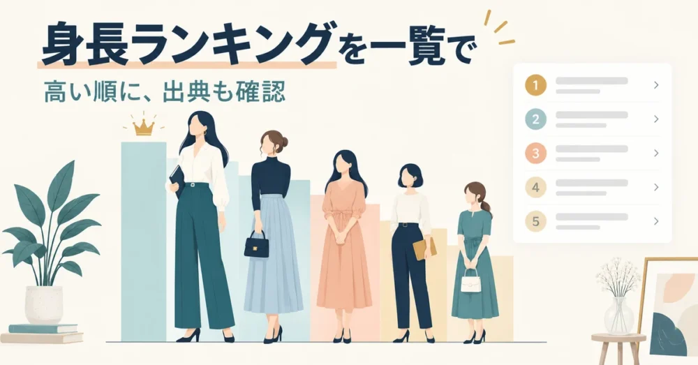 178cmから153cmまで並べた一覧表のイメージ