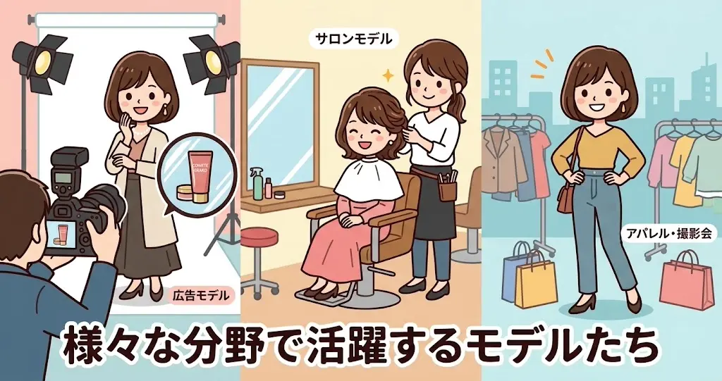 モデルの種類ごとに求められる身長の目安をまとめた図