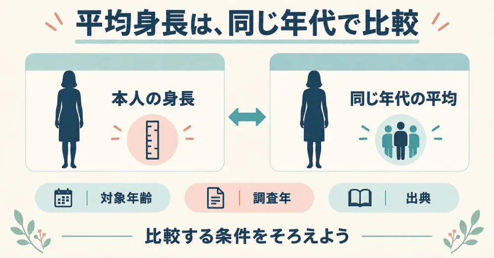 平均身長は同じ年代で比べることを示す図