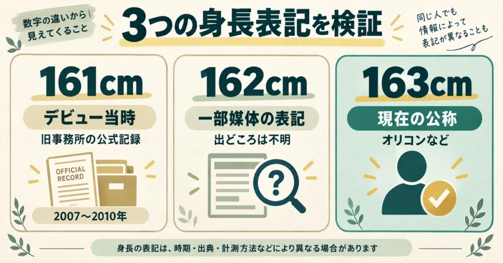 161cm・162cm・163cmの3つの数字の出どころ