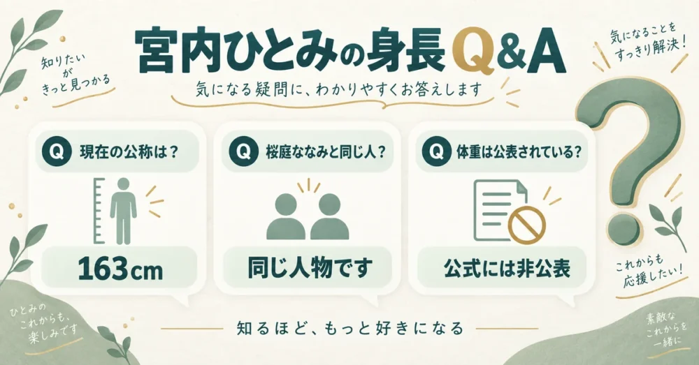 宮内ひとみの身長に関するよくある質問のイラスト